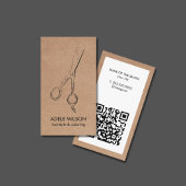Moderne Faux Kraft Witte QR Code Schaar Salon Visitekaartje