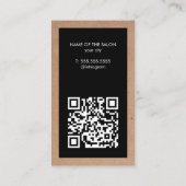 Moderne Faux Kraft Zwart QR Code Barber Pool Salon Visitekaartje (Achterkant)