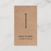 Moderne Faux Kraft Zwart QR Code Hair Pin Salon Visitekaartje (Voorkant)
