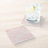 Moderne Faux Marble Roze Moderne Beverage Coaster Glazen Onderzetter (Schuin)