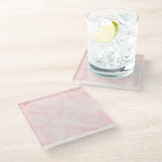 Moderne Faux Marble Roze Moderne Beverage Coaster Glazen Onderzetter (Schuin)