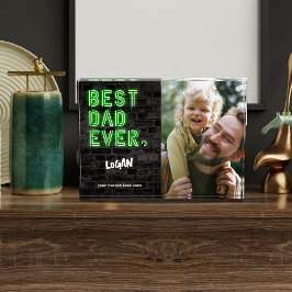 Moderne Faux Neon Beste Papa Ooit Gift voor Papa C Fotoblokken