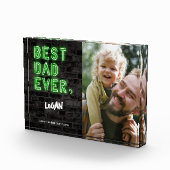 Moderne Faux Neon Beste Papa Ooit Gift voor Papa C Fotoblokken (Rechts)