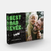 Moderne Faux Neon Beste Papa Ooit Gift voor Papa C Fotoblokken (Links)