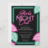 Moderne Faux Neon Girls Night Out Verjaardag Kaart (Voorkant)