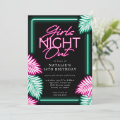 Moderne Faux Neon Girls Night Out Verjaardag Kaart (Staand voorkant)