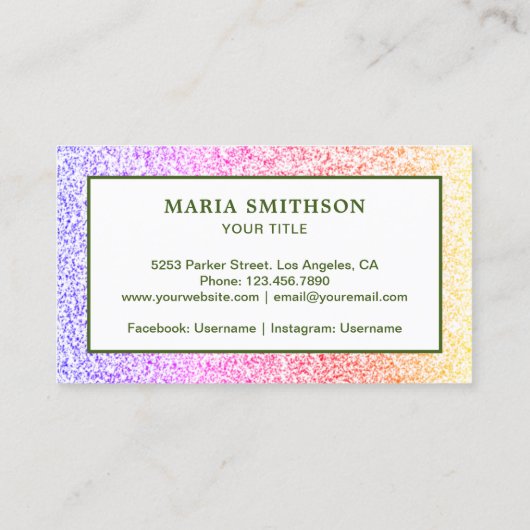 Moderne Faux Rainbow Glitter Tropische Ananas Visitekaartje (Achterkant)