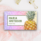 Moderne Faux Rainbow Glitter Tropische Ananas Visitekaartje