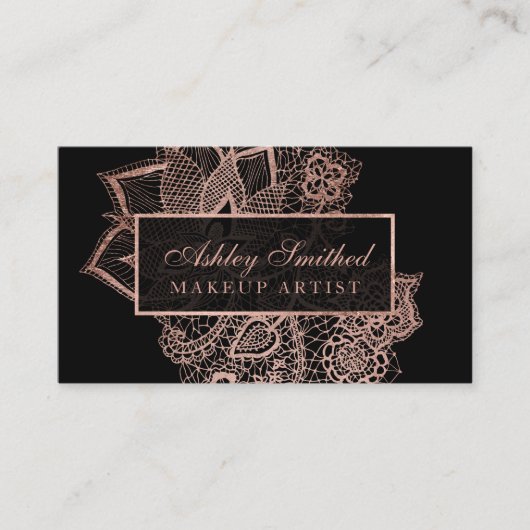 Moderne faux roos Gold glitter floral make-up Visitekaartje (Voorkant)