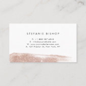 Moderne Faux Roos Gold Glitter Sparkle Bruske Stro Visitekaartje (Achterkant)