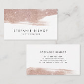 Moderne Faux Roos Gold Glitter Sparkle Bruske Stro Visitekaartje (Voorkant / Achterkant)