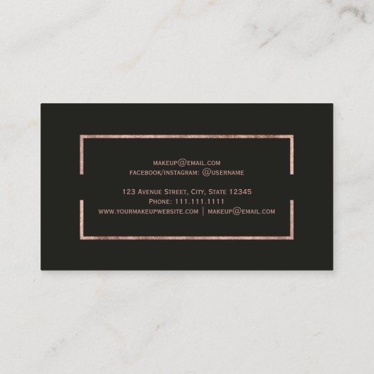 Moderne faux roos Gold lijst grijs, eenvoudige mak Visitekaartje (Achterkant)