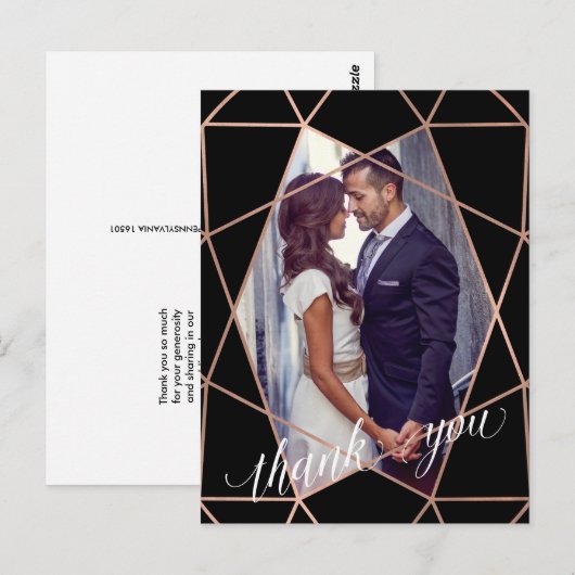 Moderne Faux Roos Goud Geometrische foto Dank u Briefkaart (Voorkant / Achterkant)