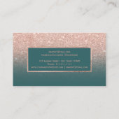 Moderne faux roos goud glitter blauwgroen ombre ma visitekaartje (Achterkant)