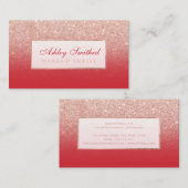 Moderne faux roos goud glitter red ombre make make visitekaartje (Voorkant / Achterkant)