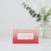 Moderne faux roos goud glitter red ombre make make visitekaartje (Staand voorkant)
