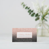 Moderne faux roos goud glitter zwarte chic make-up visitekaartje (Staand voorkant)