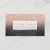 Moderne faux roos goud glitter zwarte chic make-up visitekaartje (Voorkant)
