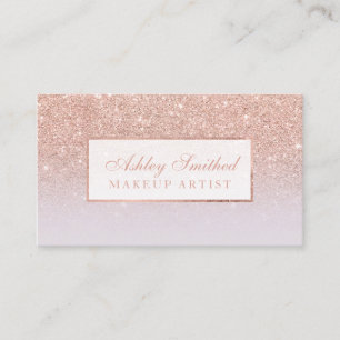 Moderne faux roos gouden glitter lila ombre make-u visitekaartje