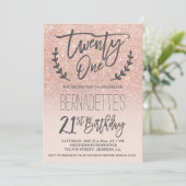 Moderne faux roos gouden glitter script 21ste verj kaart (Staand voorkant)