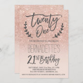 Moderne faux roos gouden glitter script 21ste verj kaart (Voorkant / Achterkant)