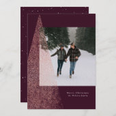 Moderne faux roos gouden kerstboom foto feestdagenkaart (Voorkant / Achterkant)