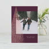 Moderne faux roos gouden kerstboom foto feestdagenkaart (Staand voorkant)