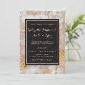 Moderne Faux Roos Gouden Marmer Bruiloft Uitnodigi Kaart (Staand voorkant)