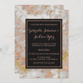 Moderne Faux Roos Gouden Marmer Bruiloft Uitnodigi Kaart (Voorkant / Achterkant)