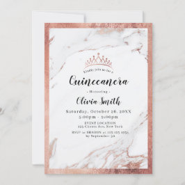 Moderne faux roos gouden marmer Quinceanera Kaart