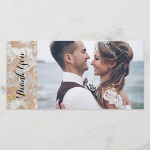 Moderne Faux Roos Gouden Marmeren Bruiloft Dank u Bedankkaart