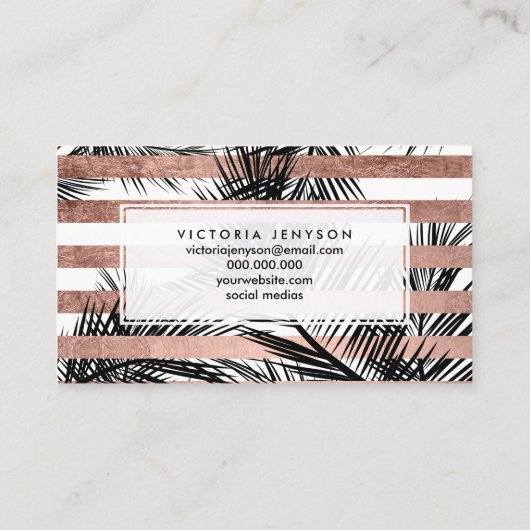 Moderne faux roos goudpalmen chic make-up visitekaartje (Achterkant)