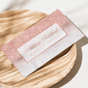 Moderne faux rose goud glitter marmeren ombre make visitekaartje