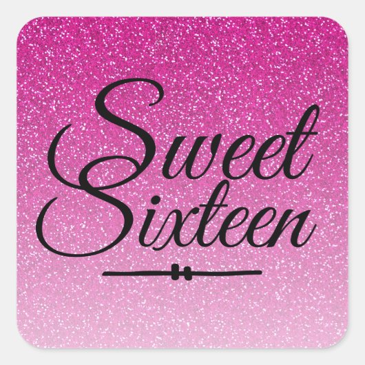 Moderne faux roze glitter ombre Sweet 16 Vierkante Sticker (Voorkant)