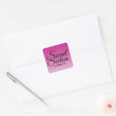 Moderne faux roze glitter ombre Sweet 16 Vierkante Sticker (Envelop)