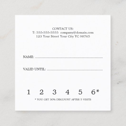 Moderne Faux Silver Beauty Loyalty Kaart (Achterkant)