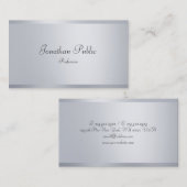 Moderne Faux Silver Elegant gekalligrafeerde Sjabl Visitekaartje (Voorkant / Achterkant)