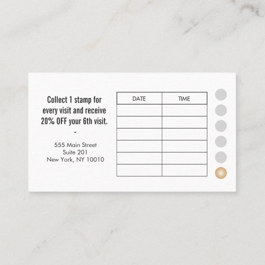 Moderne FAUX Silver Striped Customer Loyalty Kaart (Achterkant)