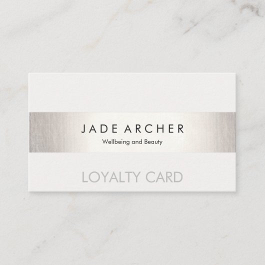 Moderne FAUX Silver Striped Customer Loyalty Kaart (Voorkant)