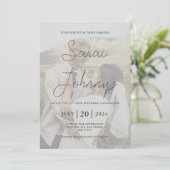 Moderne Faux Vellum foto bruiloft uitnodiging (Staand voorkant)