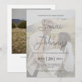 Moderne Faux Vellum foto bruiloft uitnodiging (Voorkant / Achterkant)