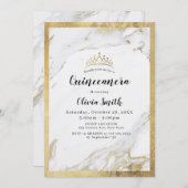 Moderne faux vergulde gouden marmer Quinceanera Kaart (Voorkant / Achterkant)