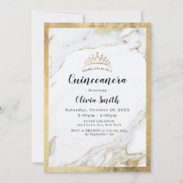 Moderne faux vergulde gouden marmer Quinceanera Kaart