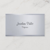 Moderne Faux Zilver Elegante Handgeschreven Script Visitekaartje (Voorkant)