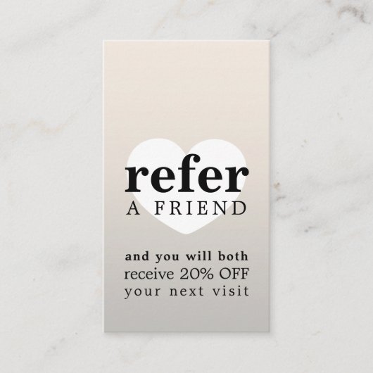 Moderne Faux Zilver Zwart Wit Hart Bold Salon Aanbevelingskaartje (Voorkant)