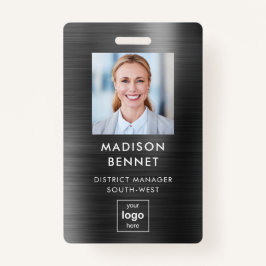 Moderne Faux Zwart Metallic Corporate Photo ID Badge
