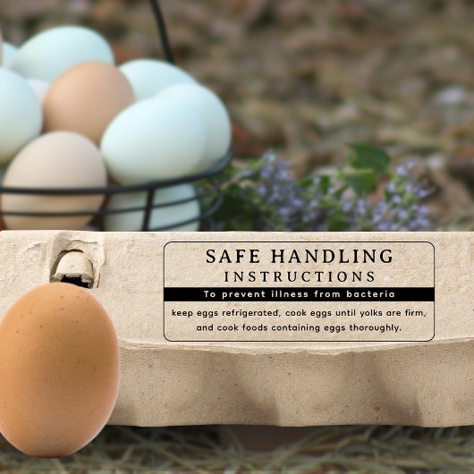 Moderne FDA Eierdoos Veilige Hantering Instructies Rubberstempel