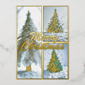 Moderne Feather Christmas Tree Collage Folie Feestdagenkaart (Voorkant)