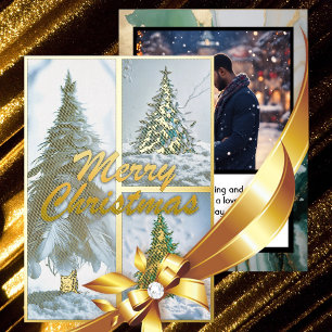 Moderne Feather Christmas Tree Collage Folie Feestdagenkaart