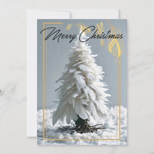 Moderne Feather Christmas Tree Feestdagenkaart (Voorkant)